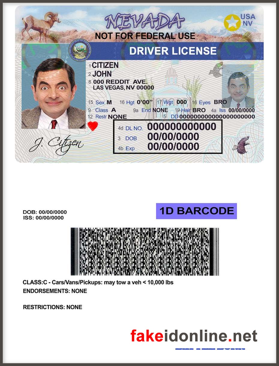 Nevada Driver License Template